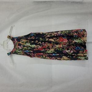 BETSY JOHNSON Black Floral Chiffon Swing Mini Dress